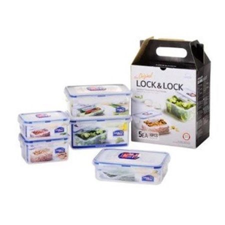 LOCK & LOCK Lock & Lock HPL815SG5 Easy Essentials Rectangular Food Storage Container Set; Clear - 10 Piece HPL815SG5